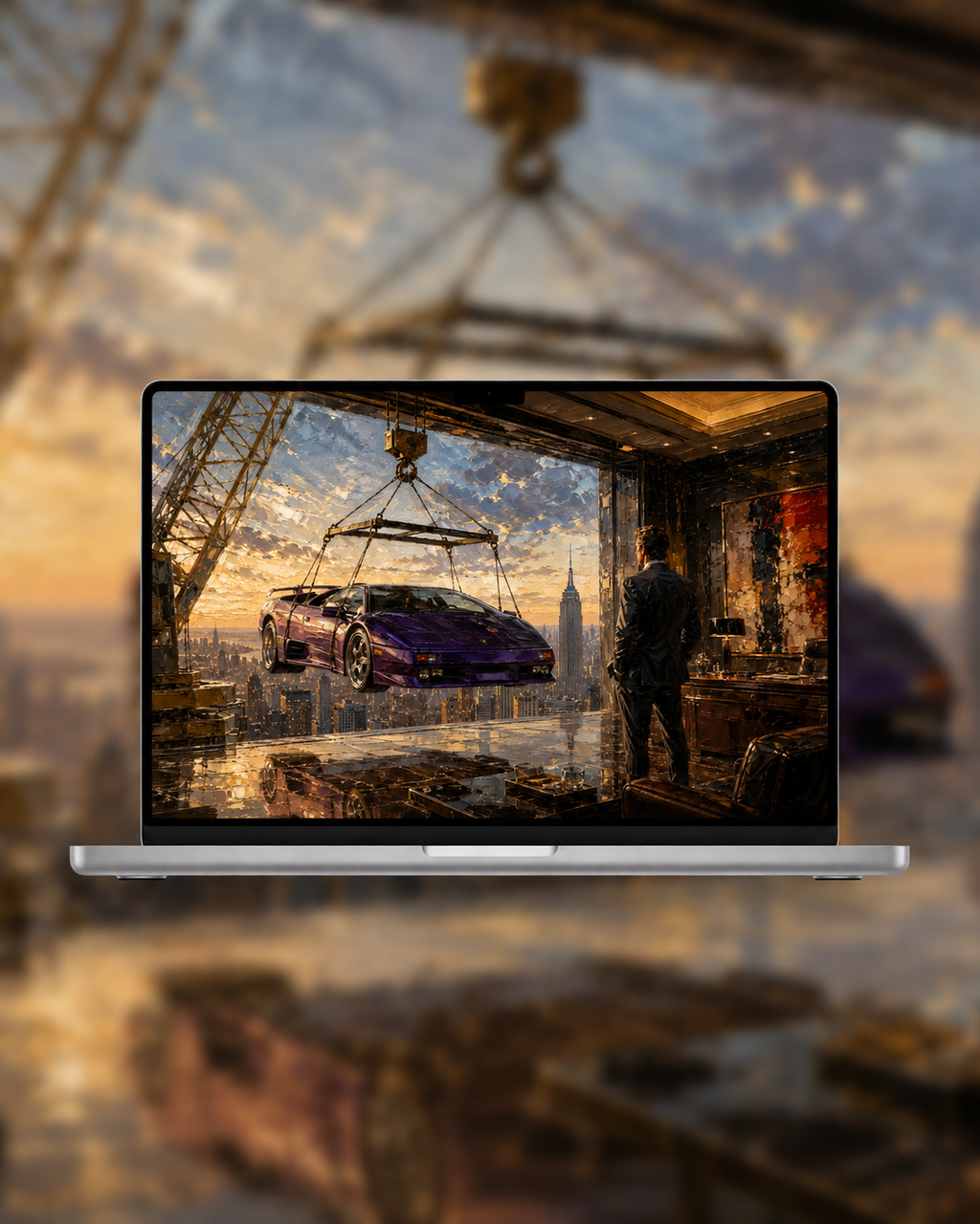 Car in Office Wallpaper